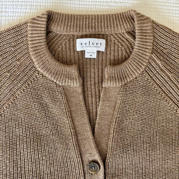 Velvet by Graham & Spencer Shayla Wool Tan Cardigan XS - Picture 9 of 14